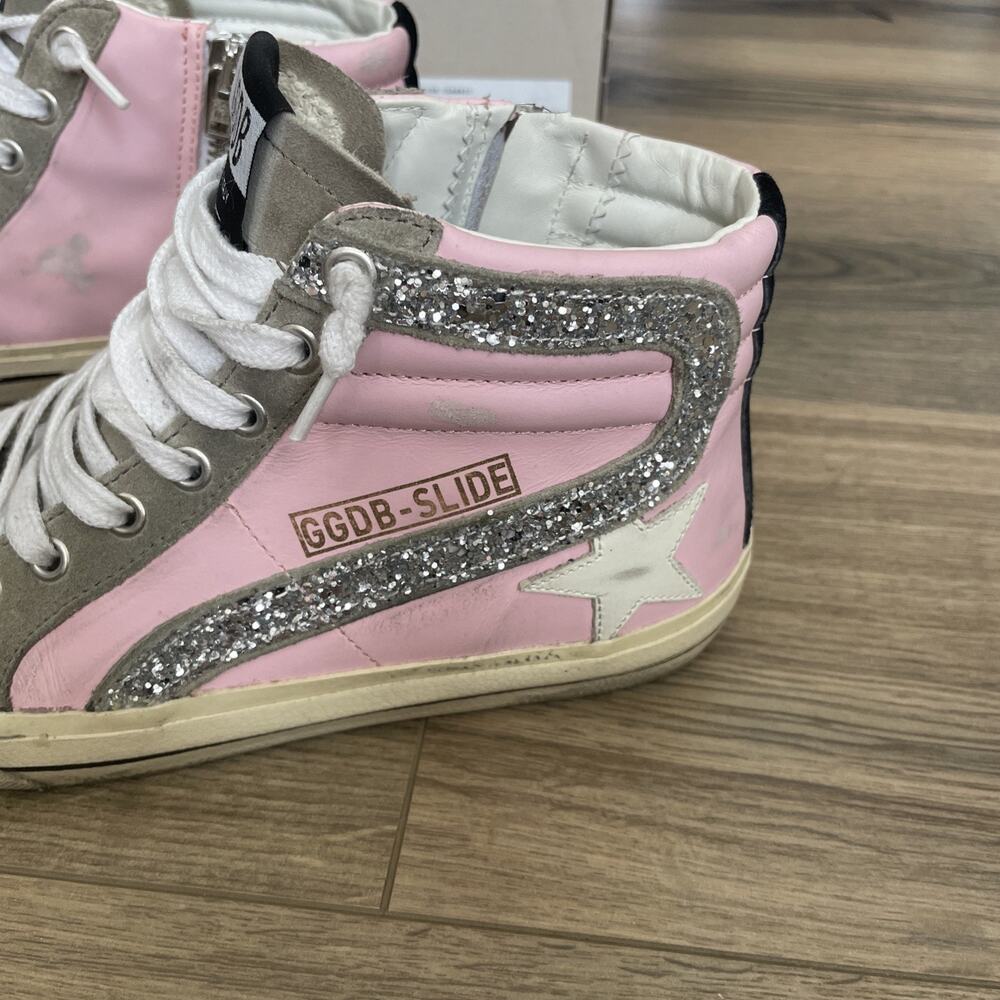 Golden Goose Slide Sneaker Dreamed in Venice Size 36 US 6 Pink Glitter High Top - Picture 3 of 15